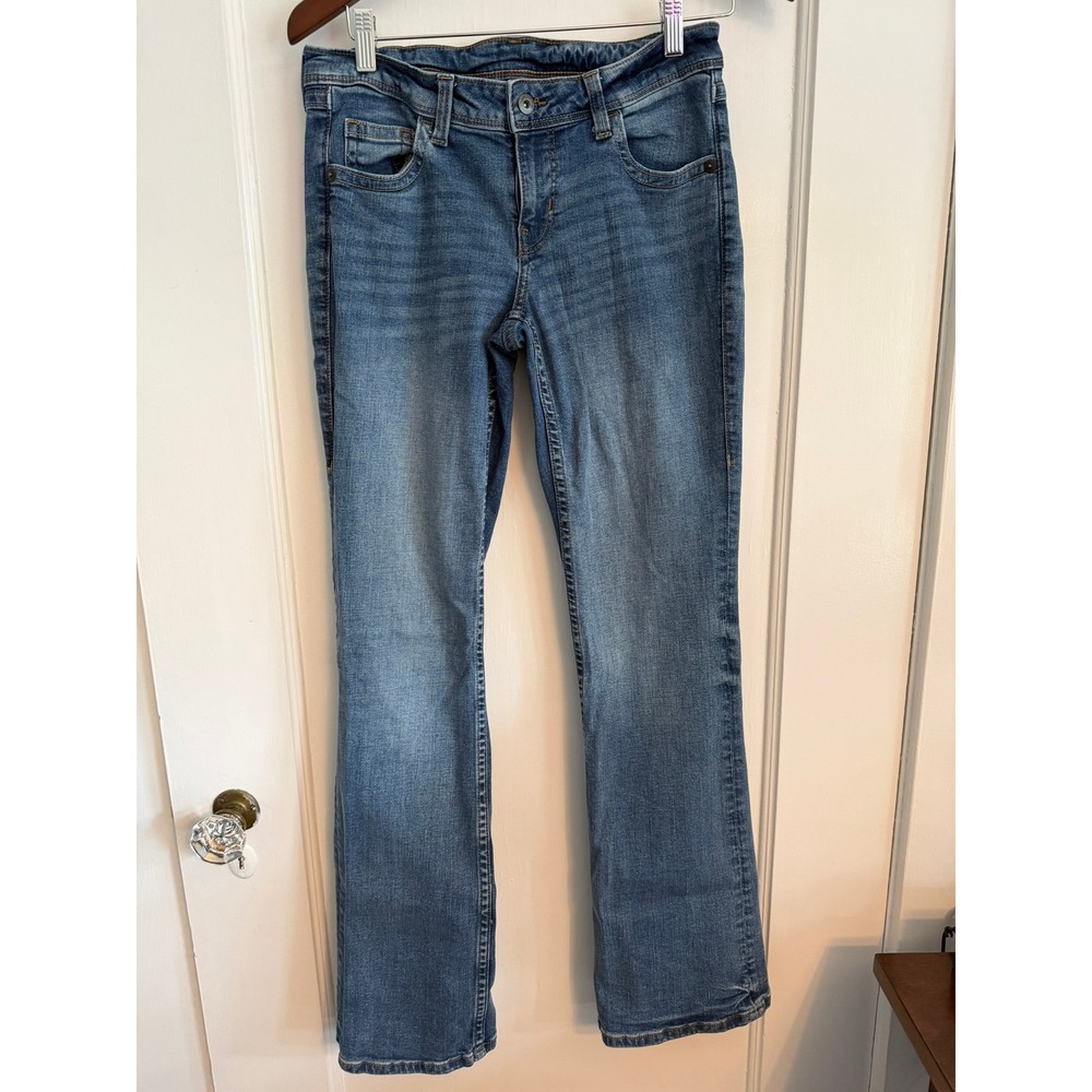 H&M Divided Jeans Womens 8 Blue Bootcut Flap Pocket Stretch Denim